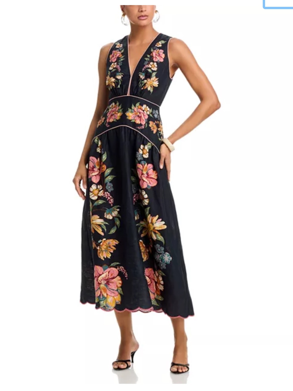 FARM Rio Maira Floral Print Linen Dress